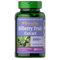 Puritans Pride Bilberry Fruit Extract 퓨리탄스 프라이드 빌베리 열매 추출물 1000mg 180정 2팩