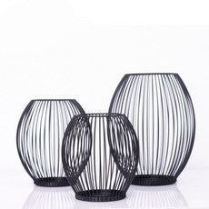 홈 연철 금속 캔들 데코 홀더 레트로 랜턴 블랙, 01 S 15cm, 1개