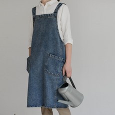 유이미 데님 앞치마 (66-88)size, 딥불루, 1개