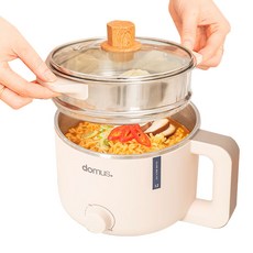 스텐 전기 라면포트 라면 냄비 만두찜기 멀티 포트, 도무스1212 아일랜드 찜기겸용 전기냄비 라면포트