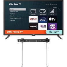 ONN 32인치 Roku 스마트 TV LED Wi Fi 연결 및 모바일 앱이 포함된 무료 월 마운트 | Apple 홈 키트와 호환되는 평면 Alexa Google 어시스턴트 갱, 32-Inch_TV + Wall mount