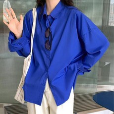 여자 루즈핏 오버핏 파란 블루 셔츠 30대 30대여자