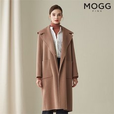 모그핑크 울 캐시미어 혼방 후드 핸드메이드 코트