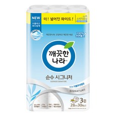 깨끗한나라 순수시그니처 3겹 28m 30롤 화장지, 30개