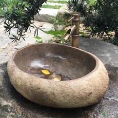 돌세면대 인테리어 천연석재 세면기 카페 화장실 탑볼, 1개, 대형 50-54cm