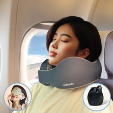 우디우디 여행용 기내용 메모리폼 목베개 쿠션, 블루