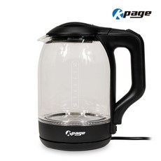 케이페이지 스테인레스 열판 무선 내열유리 전기포트 1.8L 블랙, KEP-G18B