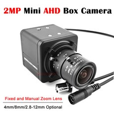 2MP AHD 카메라 미니 1080P 박스 보안 AHD 카메라 2.8-12mm 수동 줌 및 4/8mm CS 고정 초점 렌즈 AHD DVR 시스템용, with 8mm Fixed lens, PAL, 1개 - 미니dvr