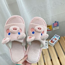 빅세일즈 면 슬리퍼 INS 겨울 가을 소녀 큐트 입체 피글렛 뽀글이 학생 기숙사 실내 논슬립 미끄럼방지