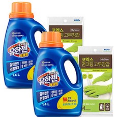 유한젠 액체형 산소계표백제 1.4L+면코팅 고무장갑, 유한젠 표백제 1.4L+면코팅 고무장갑