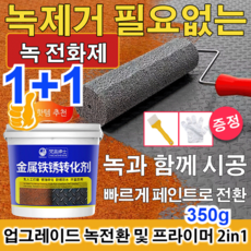 1+1 금속 녹 전환제 녹 제거제 및 방청 페인트 2in1 녹 방지 방수 방부 350g, 녹 변환기*1+1, 2개