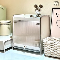 M컴퍼니 화장품 정리함 메이크업 박스 보관함 수납함 정리대 화장대 수납 선반 정리 트레이 대용량 서랍 2단 엔틱 인테리어 화이트 투명 LR45756022@CK30341210BZ, 1개