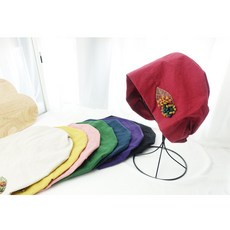 미지몰 린넨 마 자수포인트 여성 두건 8color