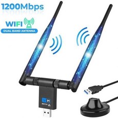 [해외] WINDOWS XP12 용 스탠드가있는 2.4 MBPS USB WIFI 어댑터 듀얼 밴드 5GHZ 108 GHZ 무선 WIFI 안테나 동글 네트워크 카드, Black