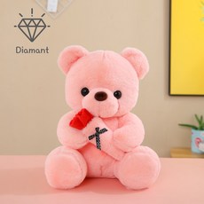 디아망 곰 인형 애착 곰돌이 테디 베어 로즈베어, 핑크, 35cm