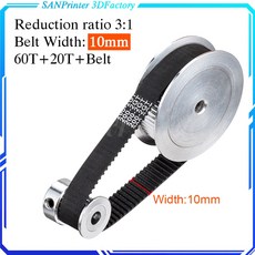 3D 프린터 액세서리용 GT2 타이밍 벨트 풀리 60 톱니 20 톱니 5mm 8mm 감소 3:1 1:3 벨트 폭 6mm 10mm, 31.20T5 - 60T10 - 800mm Width-