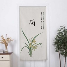 가리개커튼 도어커튼 펀치 거실 가정용 패브릭커튼 밸런스 화장실 주방 바람막이 격리된, C22-중국스타일 난초