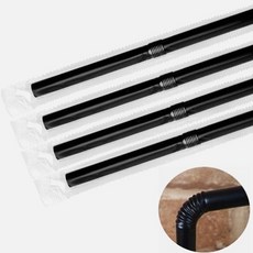 일회용 검정 자바라 주름빨대 21cm 개별포장 카페 업소용 아이스빨대, 500개, 1세트