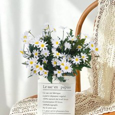 에이치엠데코 조화 데이지부쉬 인테리어 성묘 산소 꽃다발, 흰색, 3개 흰색, 3개