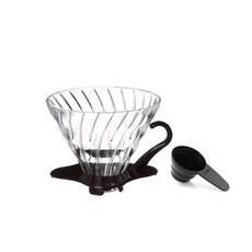 하리오V60 글라스 드리퍼 스푼 세트, 1팩, 하리오 V60 글라스드리퍼02/블랙