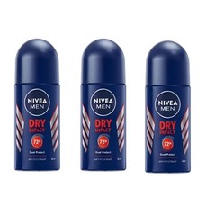 Nivea Men Dry Impact 니베아 남성 롤온데오드란트 스틱 드라이 임팩트 50ml 3팩, 3개
