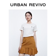 자수실 UR2020가을품 청춘 남성여성복 유행치마 자수 라운드넥 T셔츠 YU32R4MN2001, T01-S, C01-아이보리