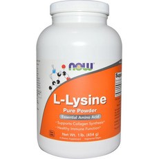 나우푸드 Now Foods L Lysine Pure Powder L-라이신 GMP인증 순수 파우더 1 lb(454 g), 2개묶음(5%할인), 1개