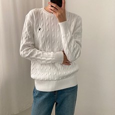 폴로 보이즈 케이블 꽈배기 니트