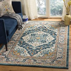Phoenix Collection PHX154M Area Rug 4 x 6 Ivory Blue (4 x 6 Ivory／Blue), 4 x 6, Ivory／Blue