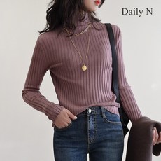 데일리앤 듀블 여성 베이직 반폴라 골지 니트