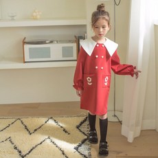 베리베리 송이 원피스 아동 빅카라 더플 꽃 자수 포켓