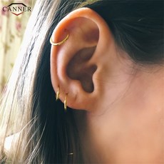 CANNER 간단한 925 스털링 실버 미니 후프 귀걸이 여성을위한 골드 서클 귀걸이 라운드 귀걸이 aros plata 925 mujer 55