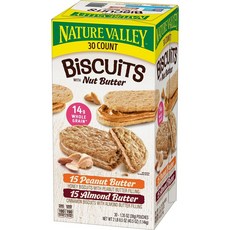 Nature Valley Biscuit Sandwich Variety Pack 네이처밸리 비스킷 피넛 아몬드 버터 30입 1.14kg 1팩