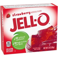 Jell O Gelatin Mix 미국 젤로 스트로베리 딸기 젤라틴 디저트 젤리 믹스 파우더 3oz(85g) 6팩, 85g, 6개