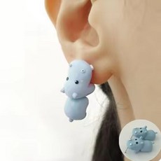 귀여운 캐릭터 귀걸이 피어싱 동물모양 패션쥬얼리 하마