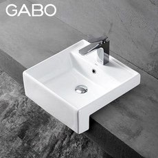 GABO 박식함 화이트 분당 중이다 직사각형 레일 손 세면기 도자기 페이스 10420, 10421 화이트 밝은조명 （515