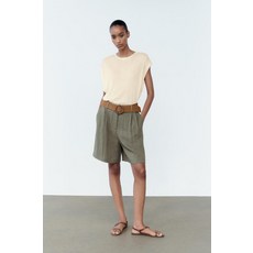 [국내배송]자라 ZARA DARTED BERMUDA SHORTS WITH BELT - 컬러 : 카키471776