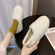 4cm 통굽 풍성한 페이크퍼 플랫슈즈 털 슬립온 3color