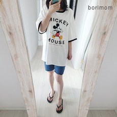보리맘 라인 미키 수유티 여름 반팔 수유복 티셔츠