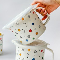 스마일 원형 법랑 (실리콘 뚜껑 포함)[2/4순차출고], 1개, 21cm