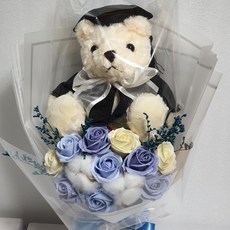 봉봉플라워 학사모 곰인형 비누꽃다발 블루Ver