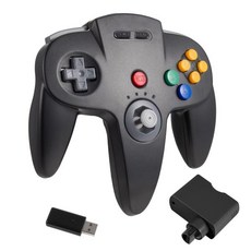 KIWITATA PC 조이패드 XBOX 게임패드 스위치 게임용 키위타타 N64 무선 컨트롤러 2.4N64 라이트 OLED MAC Windows 7 8 10 11 블랙과 되는 G, black, 1개