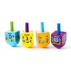 EOM 4 개의 작은 그려진 나무 배수 - 유대인 휴일 선물 - 하누카 Chanukah Drened - E063408LTL5TZ49, 기본