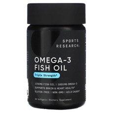 스포츠리서치 트리플 스트렝스 오메가-3 피쉬 오일 1250mg 소프트젤, 30정, 1개