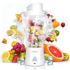 360W 쉐이크 및 스무디용 충전식 휴대용 블렌더 623.7g22온스 미니 개인용 6개의 블레이드 6000mAh 배터리 강력한 커팅 블렌더 병 전기 컵 가정 주방 체육관용, WHITE