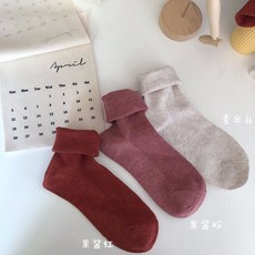 부드러운 잼 솔리드 무지 삭스 여성 미들 겹 바늘