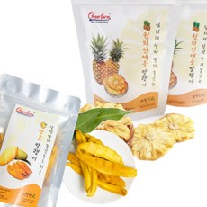 건강한가 무설탕 무첨가 건강먹거리 건조과일칩 간식 망고 파인애플 말랭이 선물용 총600g, 6개