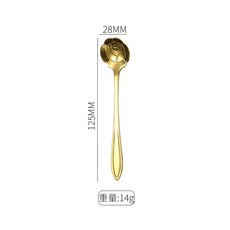 크리 에이 티브 스테인레스 스틸 스푼 아이스크림 커피 디저트 우유 파우더 꿀 스푼 긴 손잡이 숟가락 맞춤형 수프 스푼, 골드 (로즈) 125Mm 짧은
