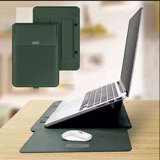 노트북 파우치 거치대 맥북 에어 케이스 커버 LG그램 삼성, 3in1맥북파우치 -다크그린