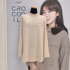 크로커다일레이디 깔끔한 스타일의 반목 레이스 블라우스[원단 도톰해요]